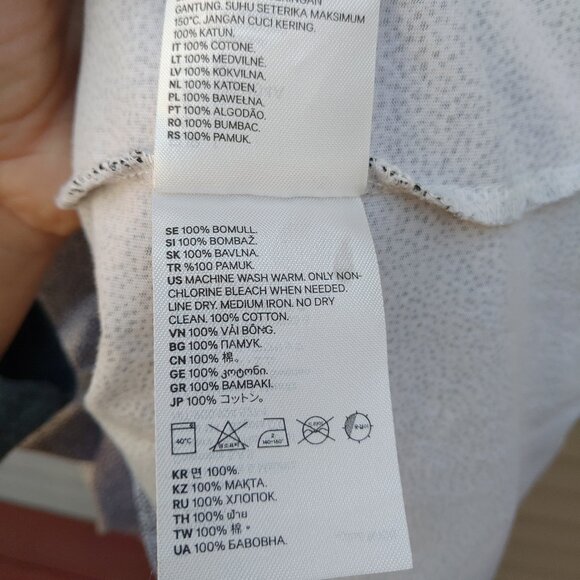 H&M Basic Tee Ivory Mini Polka-Dots 100% Cotton Short Sleeves T-Shirt - Picture 11 of 11